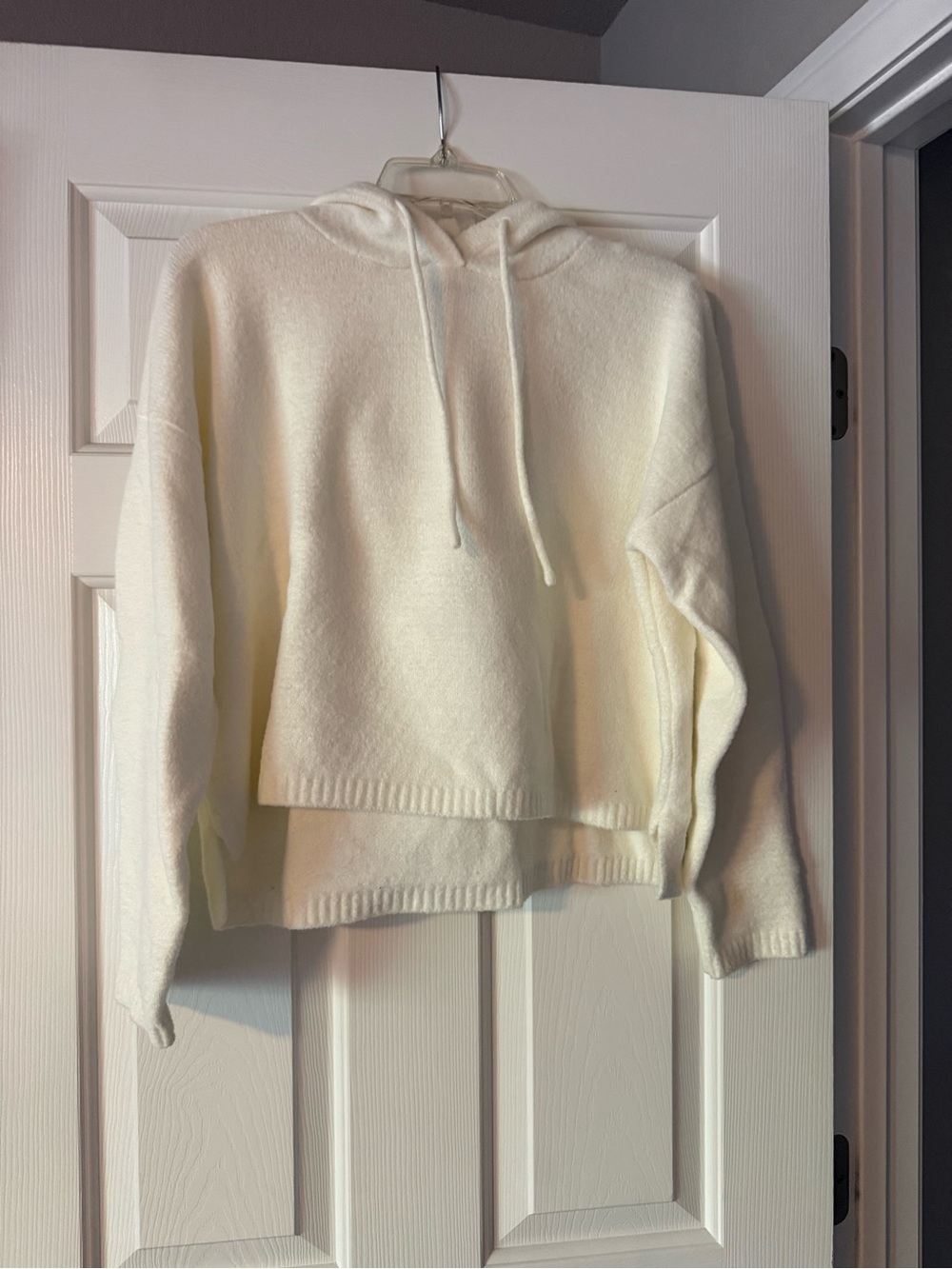 Women's Cream Hooded Knit Pullover Sweater